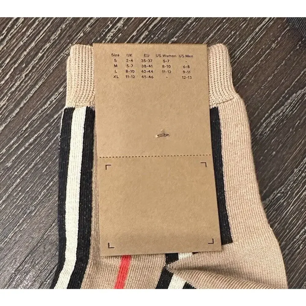 NWT Burberry Check Socks Beige Size Large (42-44 Euro)
